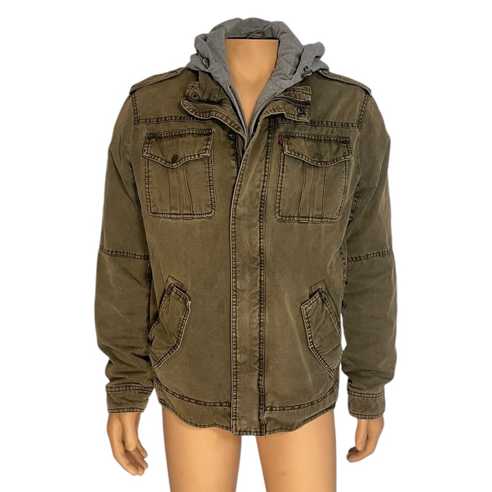 Levi’s Men’s Medium Utility Jacket with Removable Hood - Olive Green